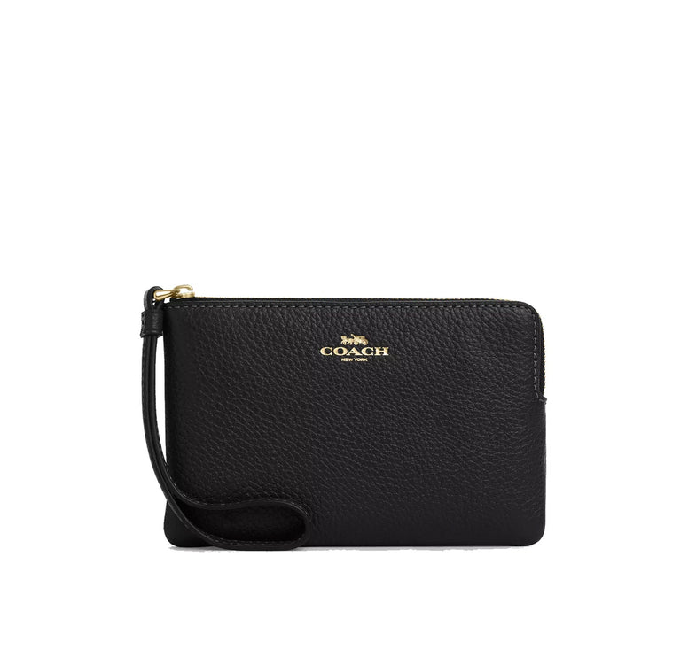 Coach Women's Corner Zip Wristlet Gold/Black