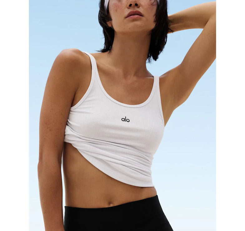 alo Women's Ribbed Prosper Tank White