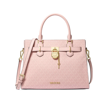 Michael Kors Women's Hamilton Medium Signature Logo Satchel Powder Blush