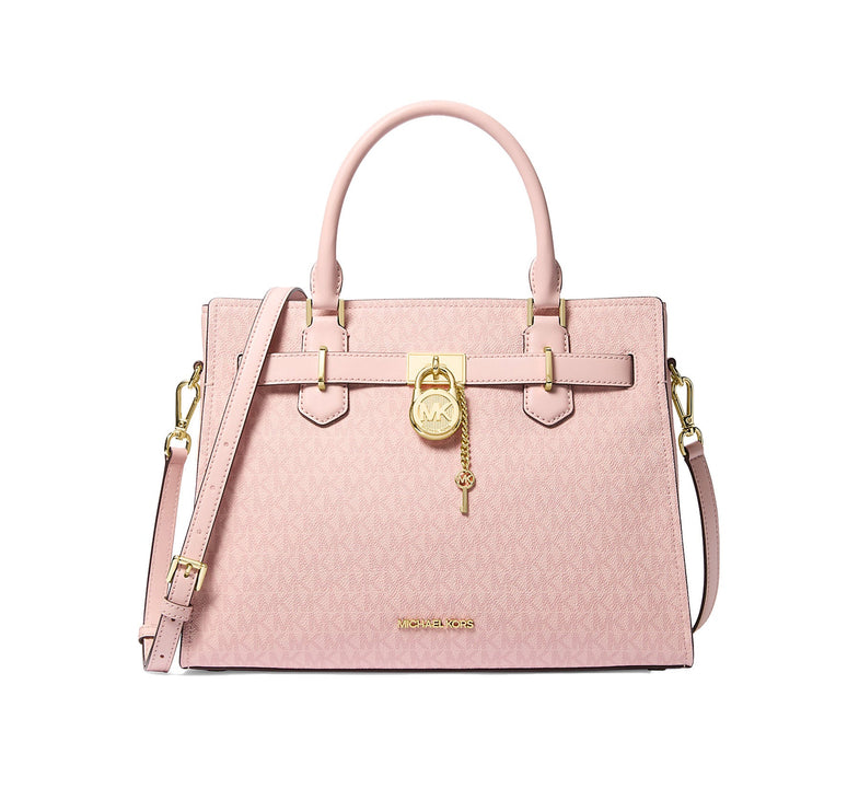 Michael Kors Women's Hamilton Medium Signature Logo Satchel Powder Blush