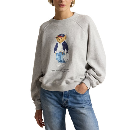 Polo Ralph Lauren Women's Polo Bear Lightweight Fleece Crewneck Light Smoke Heather