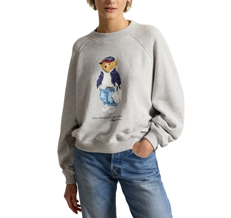 Polo Ralph Lauren Women's Polo Bear Lightweight Fleece Crewneck Light Smoke Heather