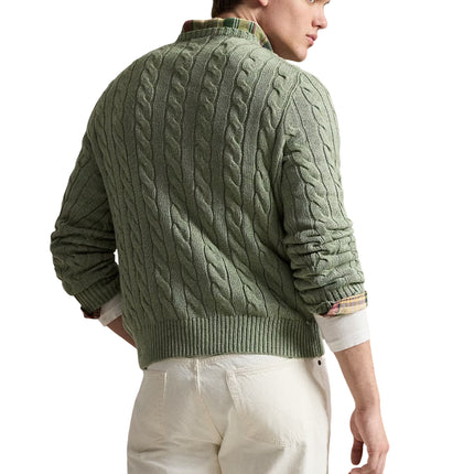 Polo Ralph Lauren Men's Cable-Knit Cotton Sweater Fern Green Heather