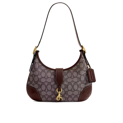 Coach Women's Hamptons Hobo Bag In Signature Jacquard Brass/Oak Maple