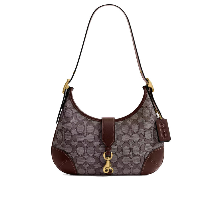 Coach Women's Hamptons Hobo Bag In Signature Jacquard Brass/Oak Maple