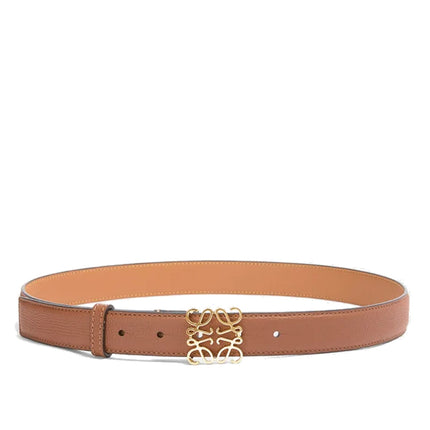 Loewe Women's Anagram Belt in Pebble Grain Calfskin Tan/Gold