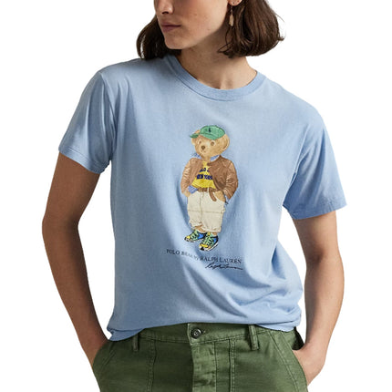 Polo Ralph Lauren Women's Polo Bear Cotton Jersey Tee Chambray Blue
