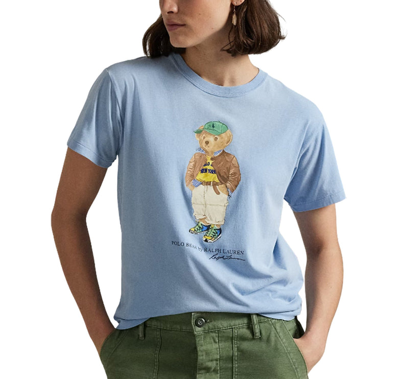Polo Ralph Lauren Women's Polo Bear Cotton Jersey Tee Chambray Blue