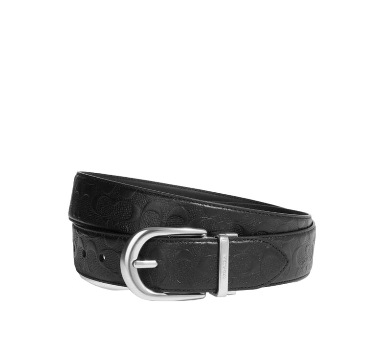 Coach Women's Classic Buckle Cut To Size Reversible Belt, 38 Mm Silver/Black