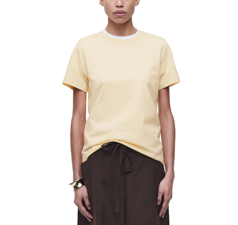 COS Women's Crew-Neck Cotton T-Shirt Light Yellow
