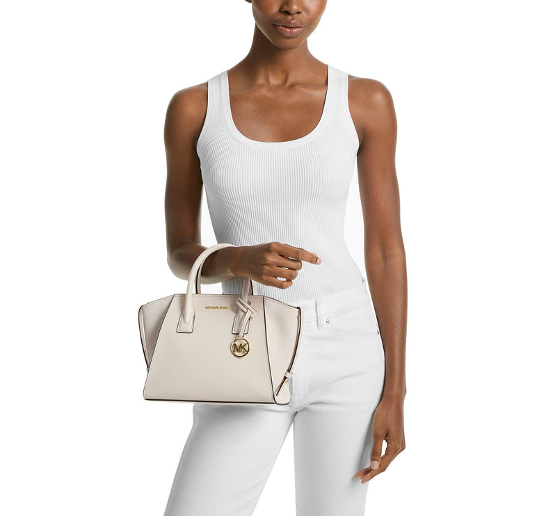 Michael Kors Women's Avril Small Pebbled Leather Satchel Light Cream