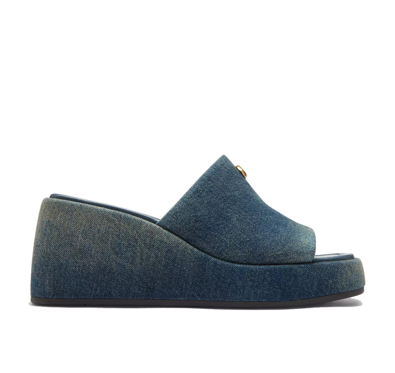 Coach Women's Marie Platform Sandal In Loved Denim Dark Indigo