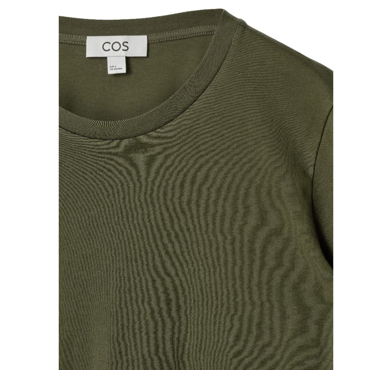 COS Women's Crew-Neck Cotton T-Shirt Dark Khaki