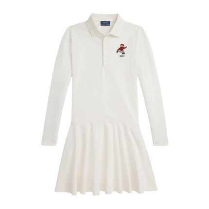 Polo Ralph Lauren Girl's Polo Bear Stretch Mesh Polo Dress Trophy Cream
