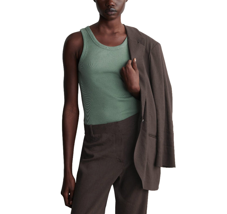 COS Women's Ribbed Tank Top Moss Green