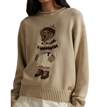 Polo Ralph Lauren Women's Polo Bear Rollneck Sweater Dark Almond Marl