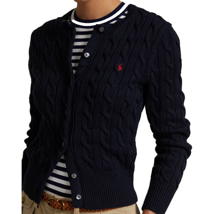 Polo Ralph Lauren Women's Cable-Knit Cotton Crewneck Cardigan Hunter Navy