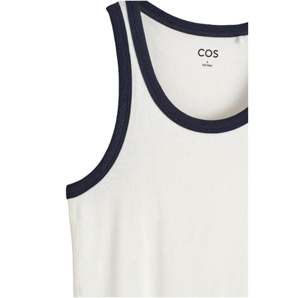 COS Women's Ribbed Tank Top White/Navy
