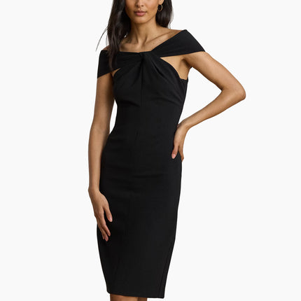 Polo Ralph Lauren Women's Twist-Front Crepe Cocktail Dress Black