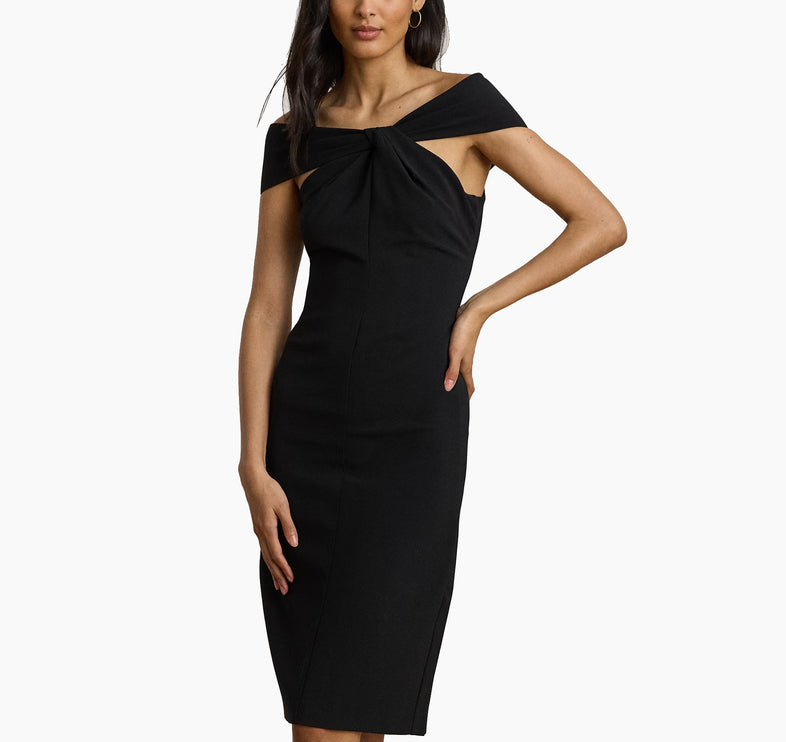 Polo Ralph Lauren Women's Twist-Front Crepe Cocktail Dress Black