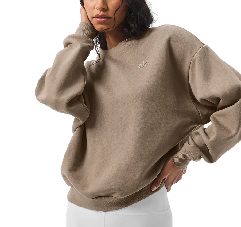 alo Women's Accolade Crew Neck Pullover Gravel