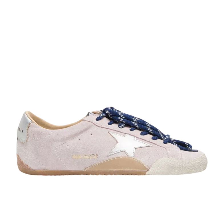 Golden Goose Women's True Star in Pastel Pink Suede with Silver Star