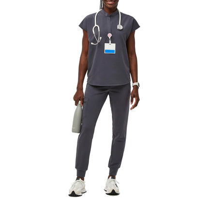 FIGS Women's Rafaela Oversized Scrub Top Charcoal