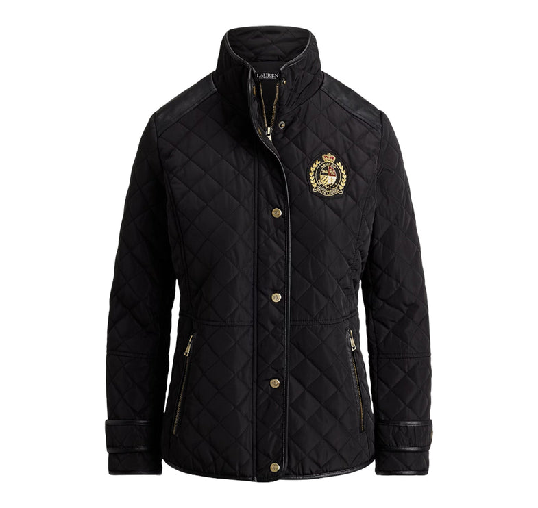 Polo Ralph Lauren Women's Crest-Patch Quilted Funnelneck Jacket Black