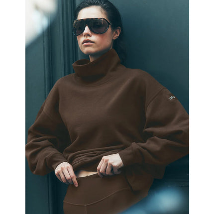 alo Women's Hazy Mock Neck Pullover Espresso