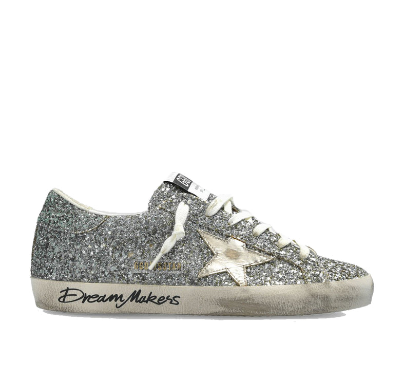 Golden Goose Women's Super Star with Glitter Upper and Silver Metallic Leather Star 2