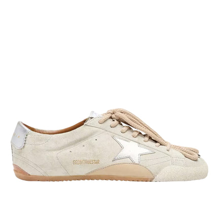 Golden Goose Women's True Star in Light Gray Suede with Metallic Slver Star