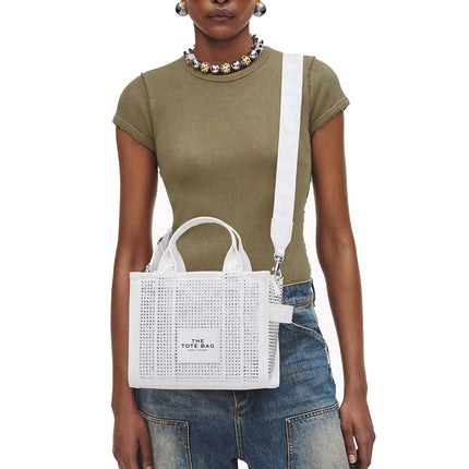 Marc Jacobs Women's The Crystal Canvas Small Tote Bag White Crystal