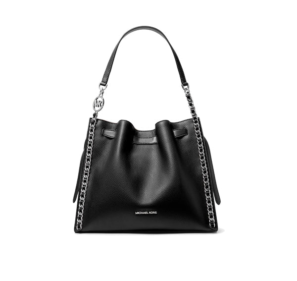 Michael Kors Women's Mina Large Chain Shoulder Bag Black/Silver