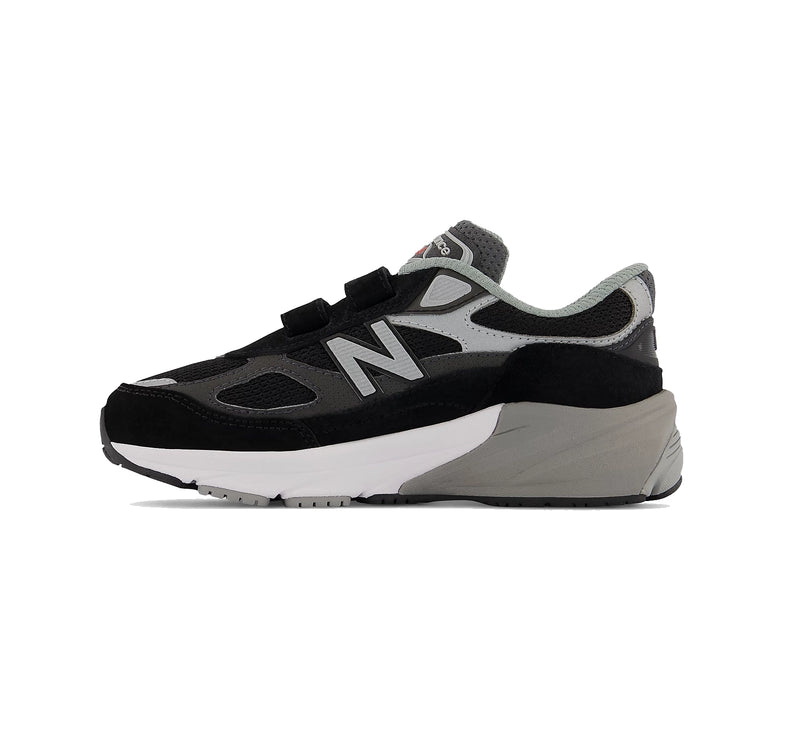 New Balance Little Kid's FuelCell 990v6 Hook & Loop Black with Silver PV990BK6