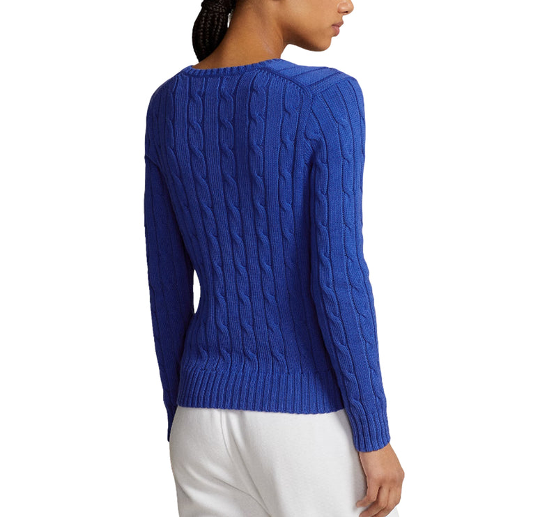 Polo Ralph Lauren Women's Cable-Knit Cotton V-Neck Sweater Rugby Royal