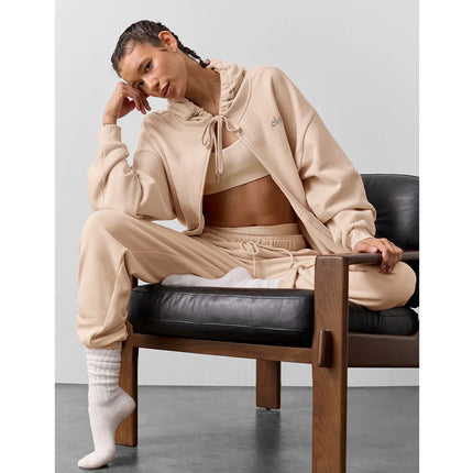 alo Women's Accolade Full Zip Hoodie Macadamia