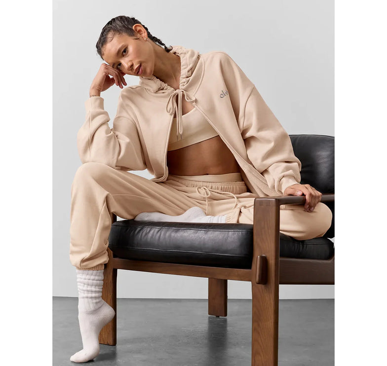 alo Women's Accolade Full Zip Hoodie Macadamia