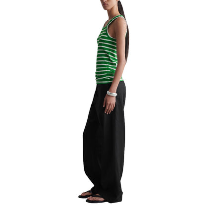 COS Women's Ribbed Tank Top Green/White/Striped