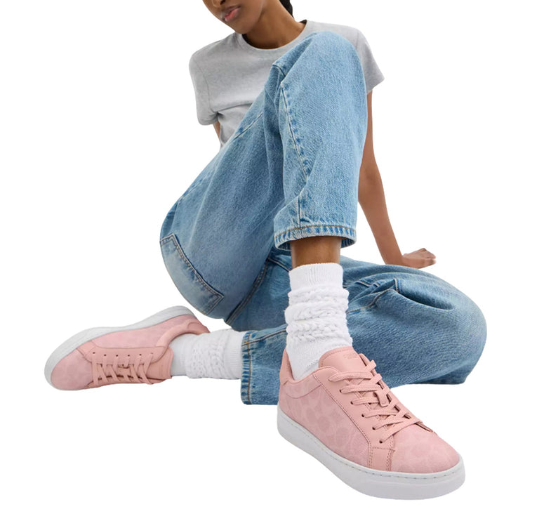 Coach Women's High Line Sneaker In Signature Canvas Pink/Multi