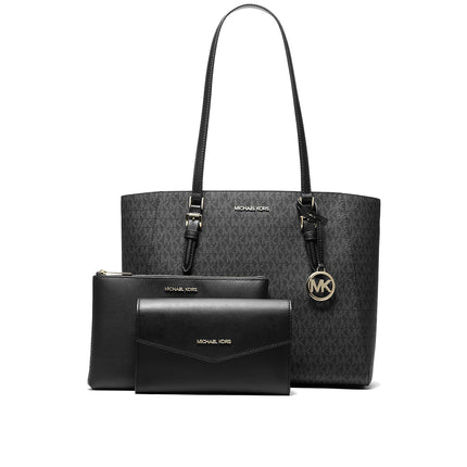 Michael Kors Women's Charlotte Large 3-in-1 Signature Logo Tote Bag Black/Gold