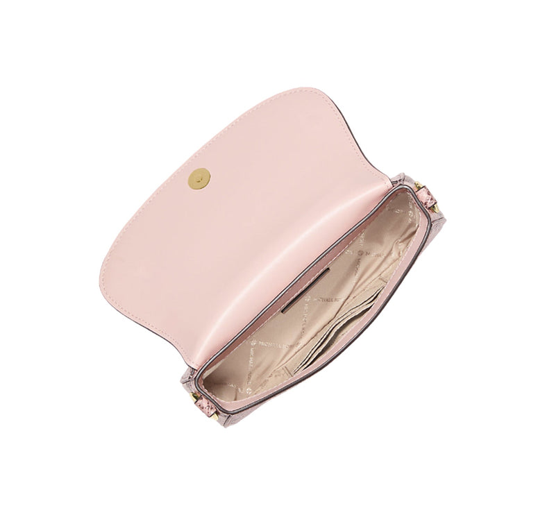 Michael Kors Women's Mila Small Snake Embossed Crossbody Bag Powder Blush