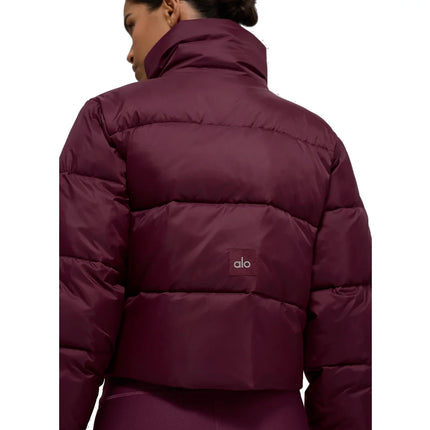 alo Women's Gold Rush Puffer Burgundy