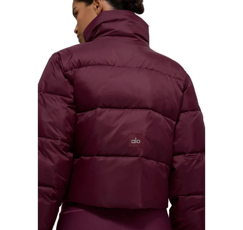 alo Women's Gold Rush Puffer Burgundy