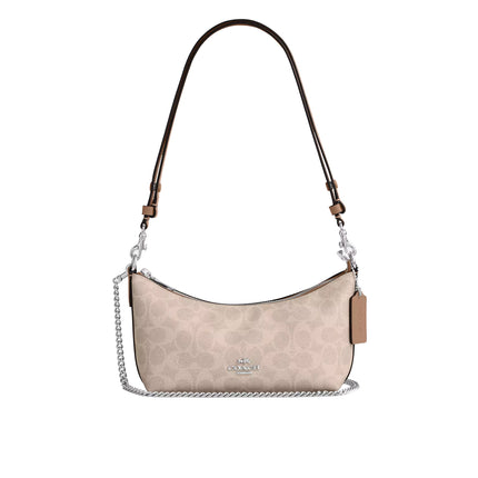Coach Women's Caitlin Shoulder Bag In Signature Canvas Silver/Sand/Taupe
