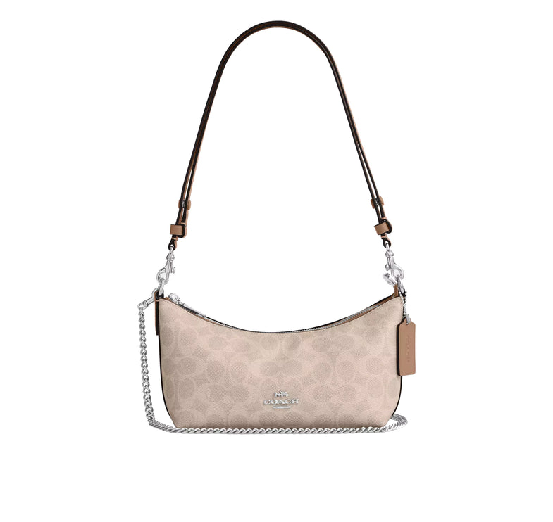 Coach Women's Caitlin Shoulder Bag In Signature Canvas Silver/Sand/Taupe