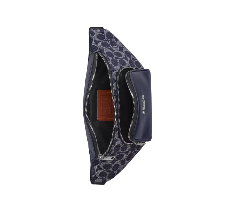 Coach Unisex Racer Small Belt Bag In Signature Canvas Silver/Denim Chalk