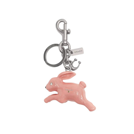 Coach Women's Bunny Bag Charm Silver/Pink