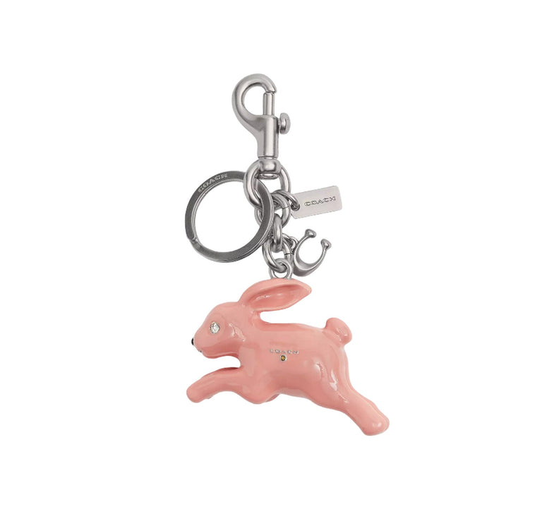 Coach Women's Bunny Bag Charm Silver/Pink