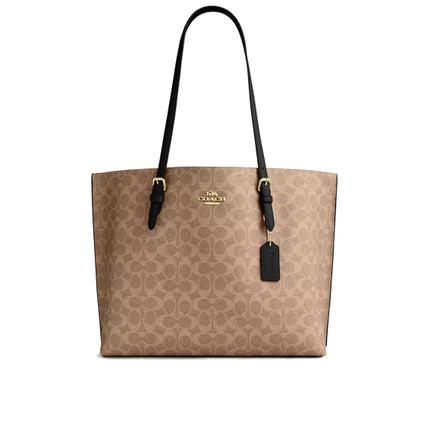 Coach Women's Mollie Tote Bag In Signature Canvas Gold/Tan/Black