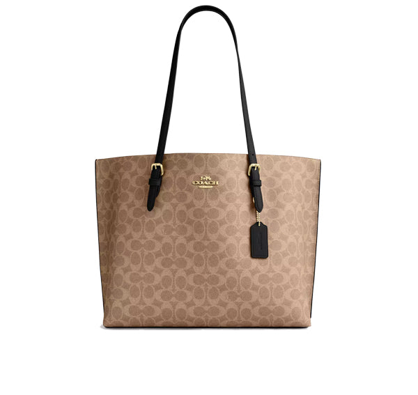 Coach Women's Mollie Tote Bag In Signature Canvas Gold/Tan/Black